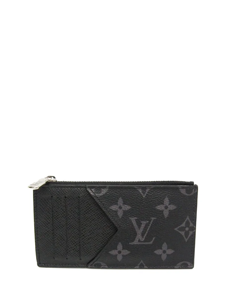 Monogram Eclipse & Noir Taiga Leather & Monogram Eclipse Card Wallet (authentic Pre-Loved) by Louis Vuitton