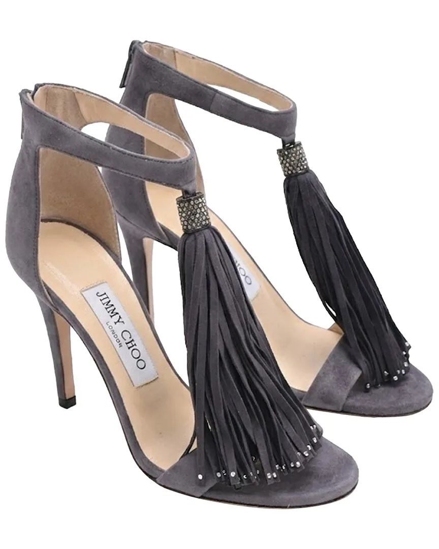 Suede Viola Tasseled Sandal (authentic Pre-Loved) by Jimmy Choo