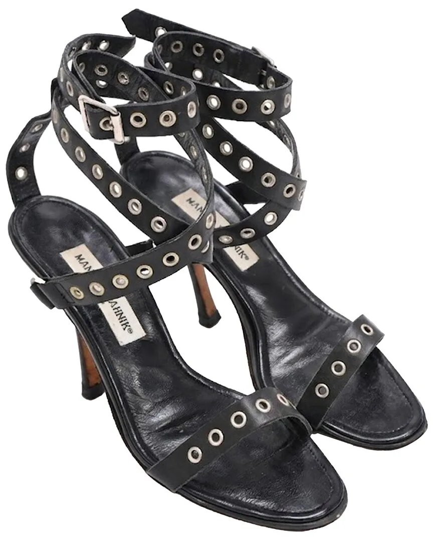Leather Eyelet Ankle Strap Sandal (authentic Pre-Loved) by Manolo Blahnik