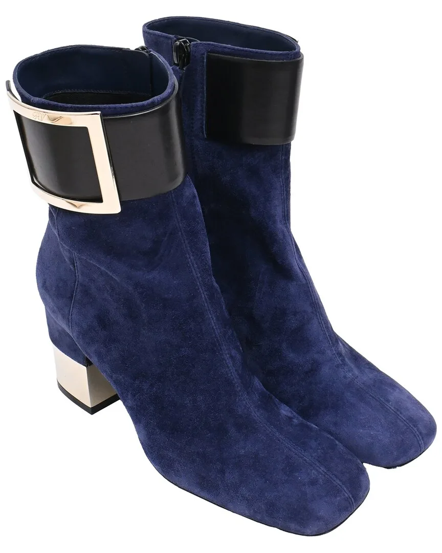 Suede So Vivier Buckled Bootie (authentic Pre-Loved) by Roger Vivier