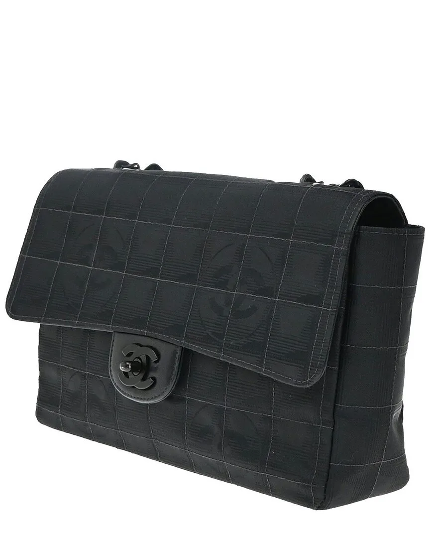 Black Nylon Travel Line Flap Travel Bag (authentic Pre-Loved) by CHANEL