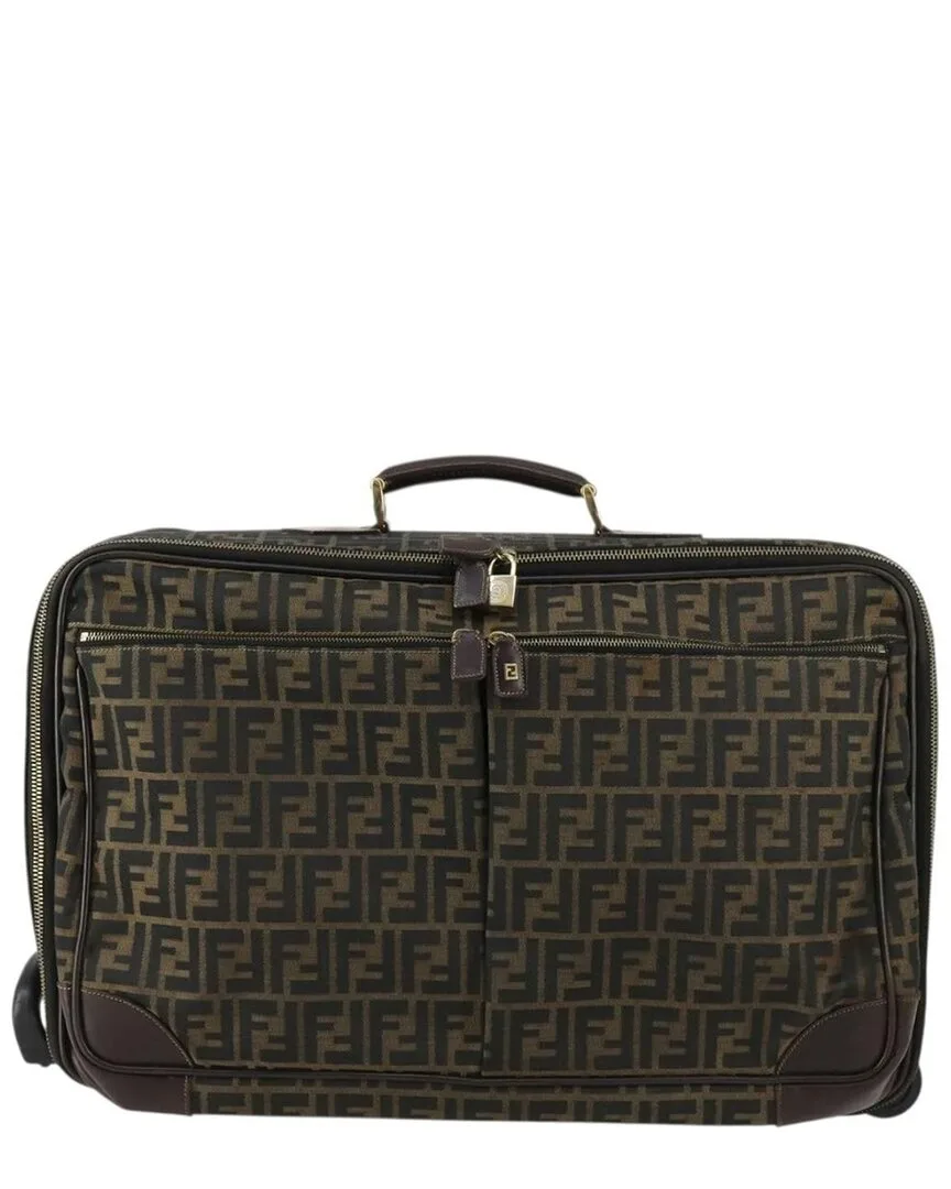 Brown Canvas Rolling Suitcase Travel Bag (authentic Pre-Loved) by FENDI