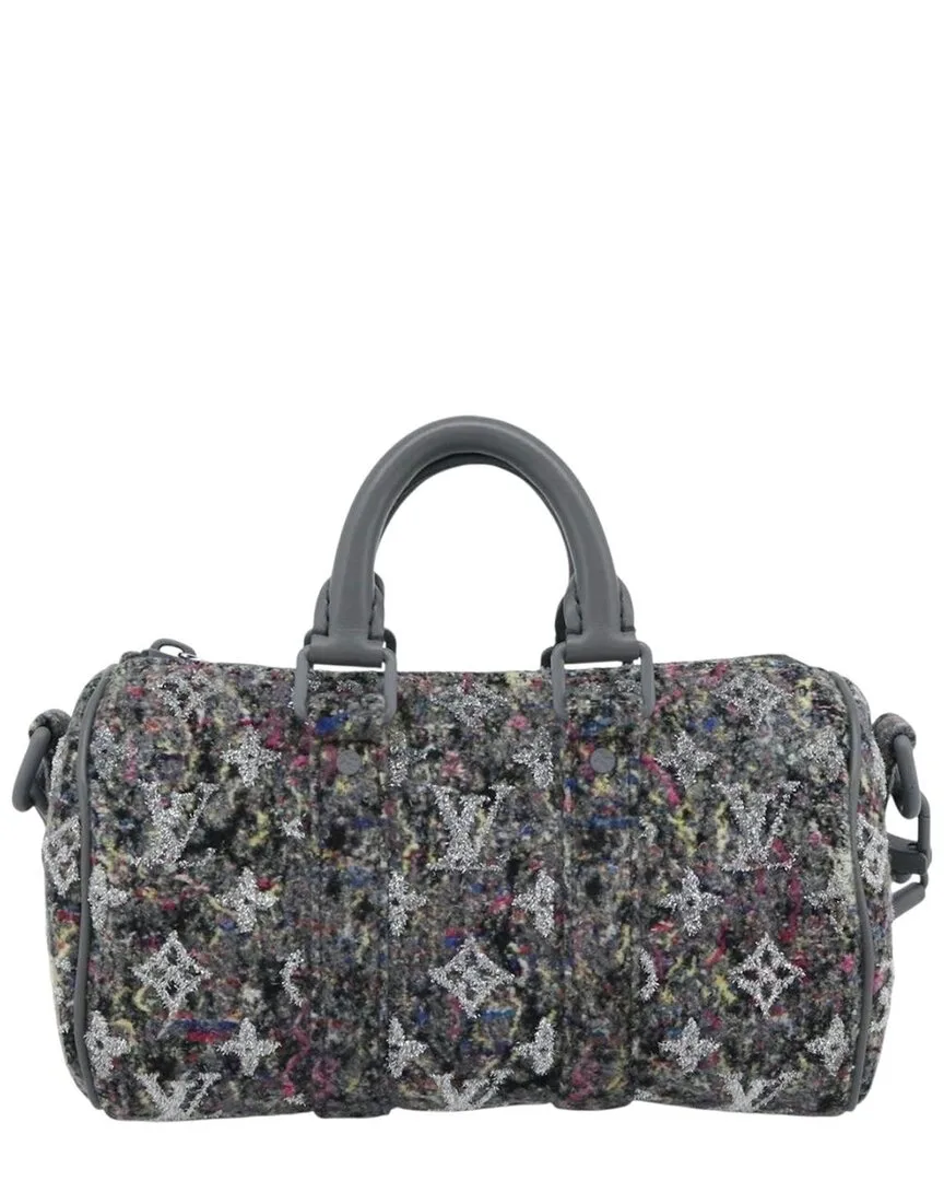 Gray Canvas Keepall Bandouliere Travel Bag (authentic Pre-Loved) by Louis Vuitton