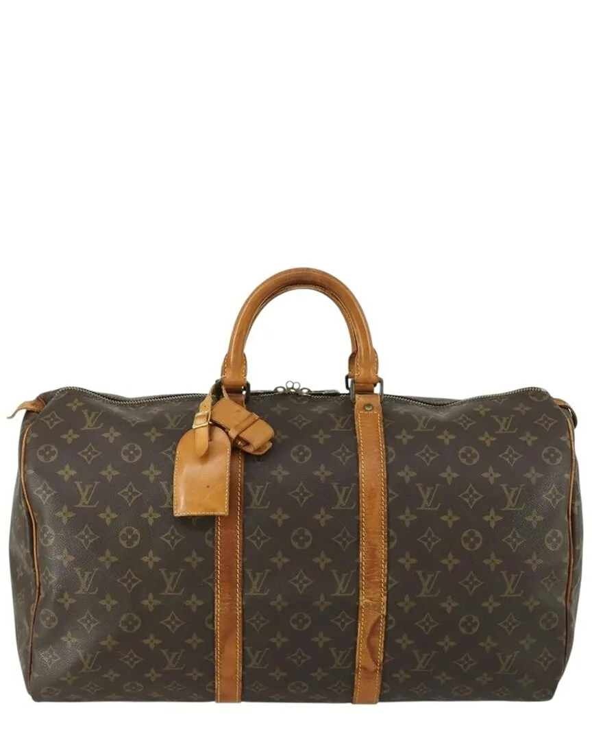 Brown Canvas Keepall Travel Bag (authentic Pre-Loved)