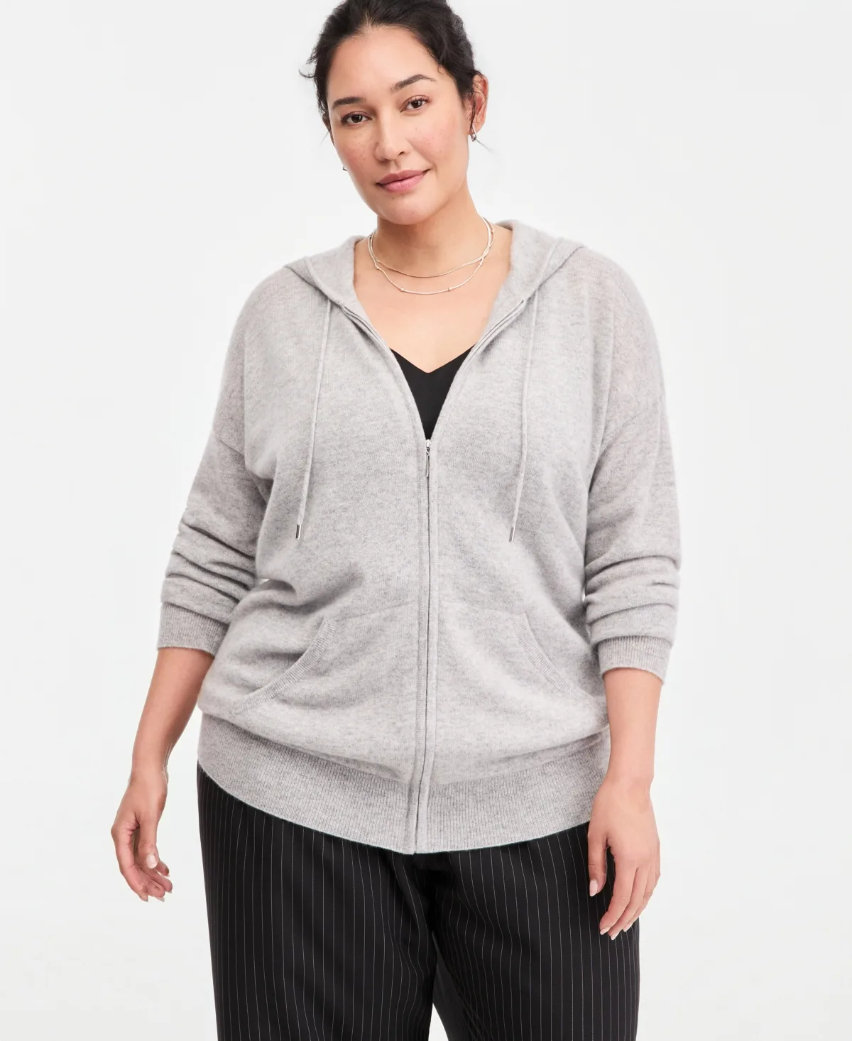 100% Cashmere Zippered Hoodie by Charter Club