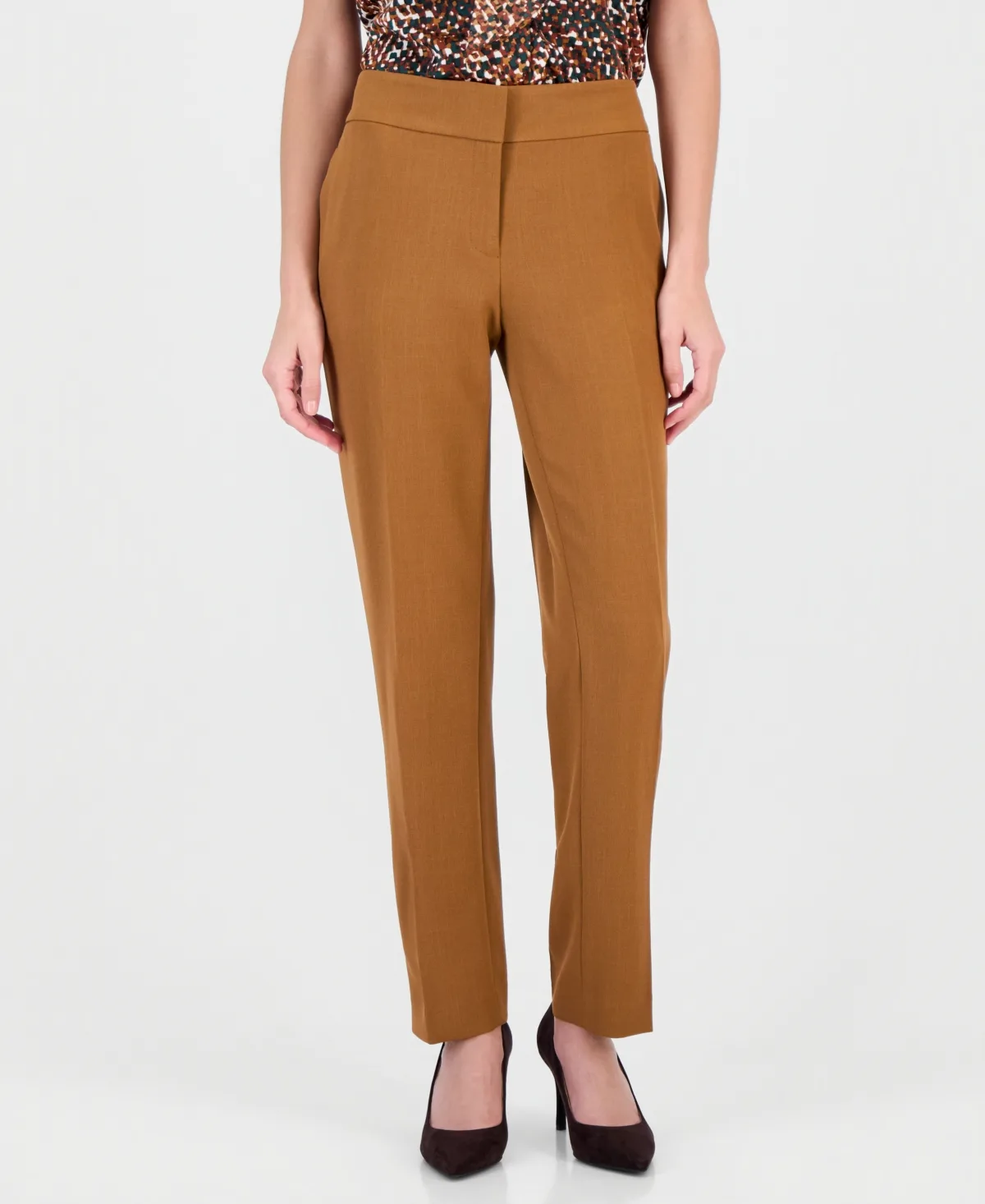Ava Mid-Rise Straight-Leg Stretch Crepe Pants