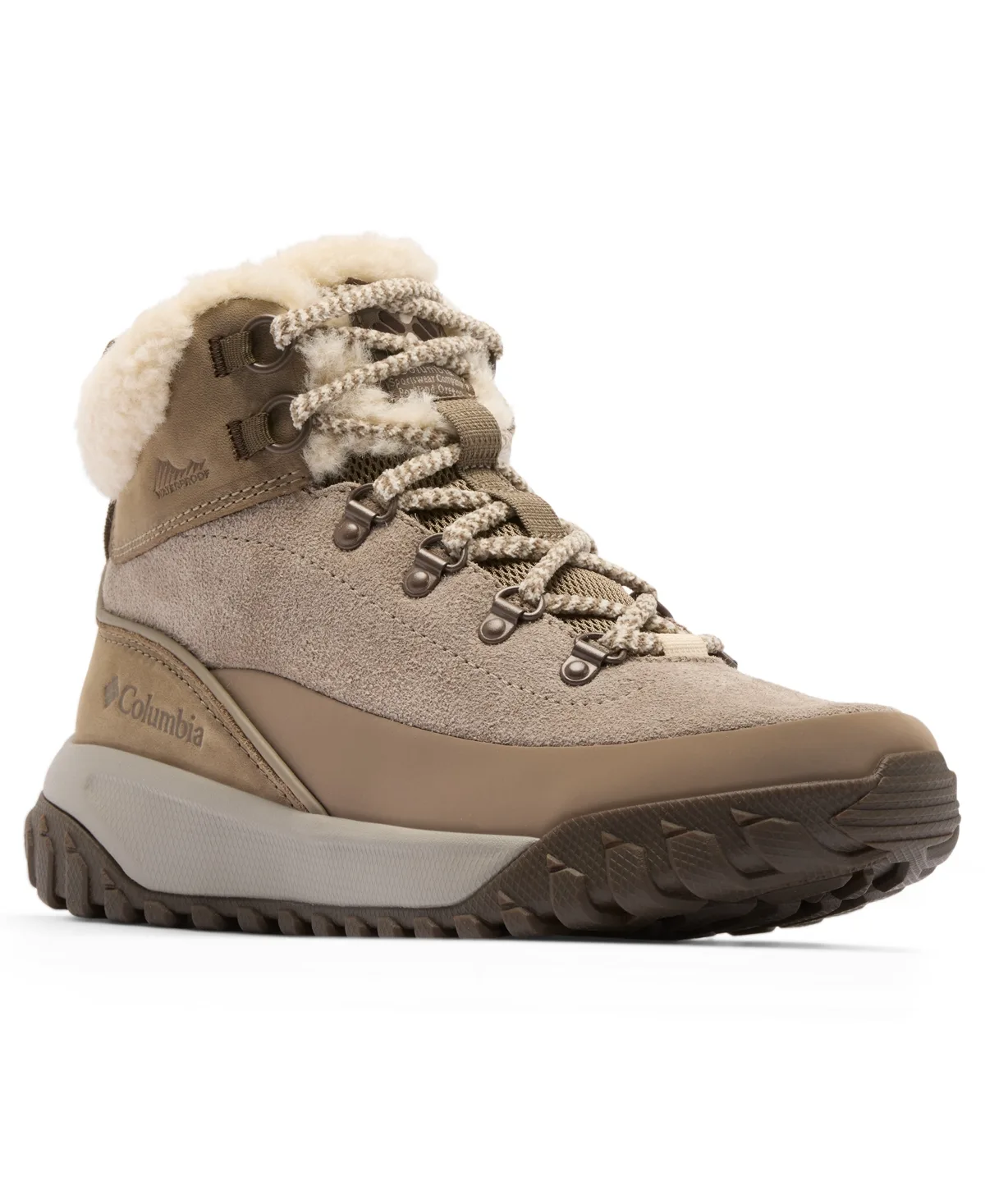 Burnsider Waterproof Suede Shearling Lace-Up Booties by Columbia