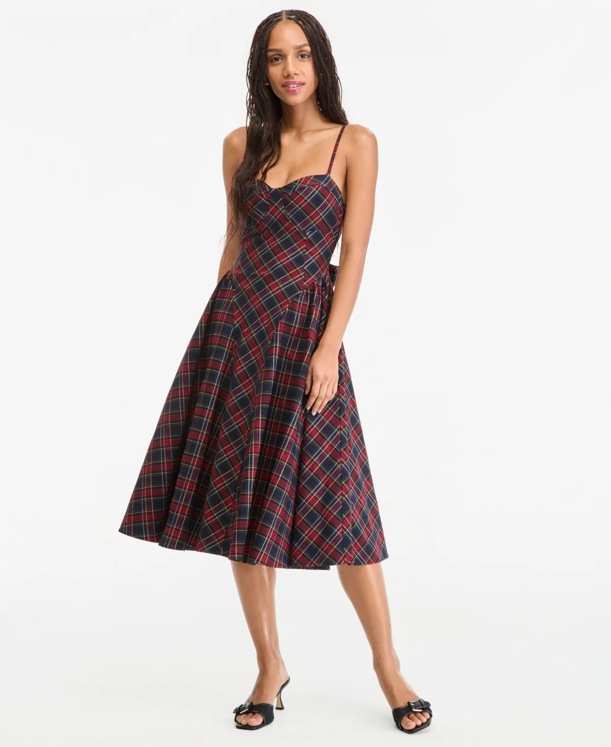 Plaid Sweetheart Fit-and-Flare Dress by Katia Rae