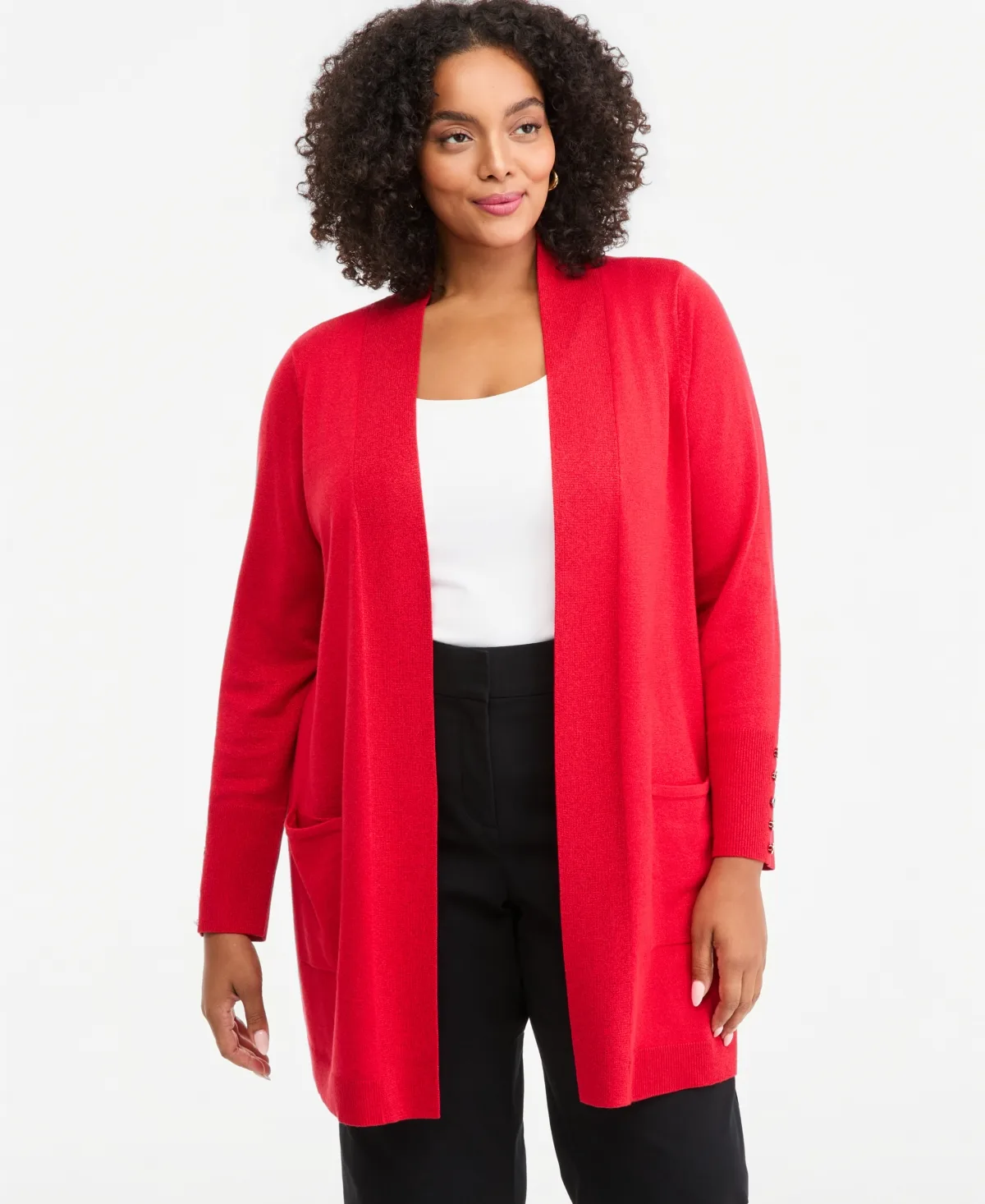 Metallic Open-Front Cardigan