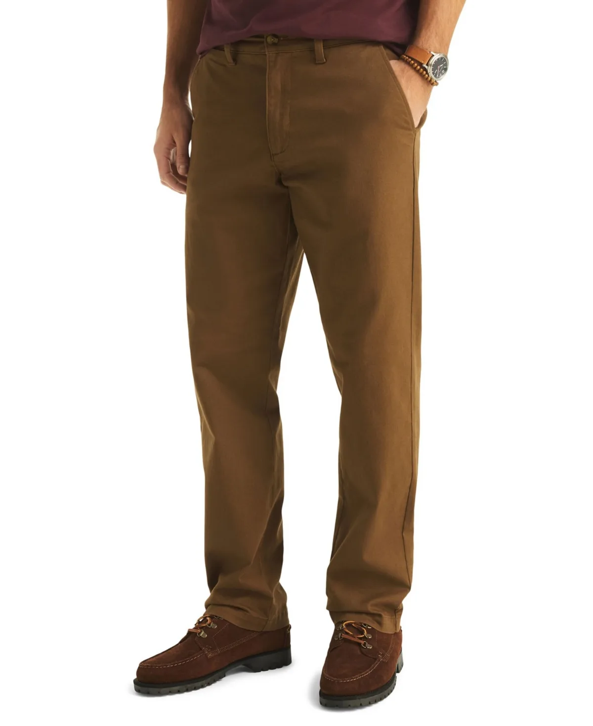 Classic-Fit Stretch Solid Flat-Front Chino Deck Pants by Nautica