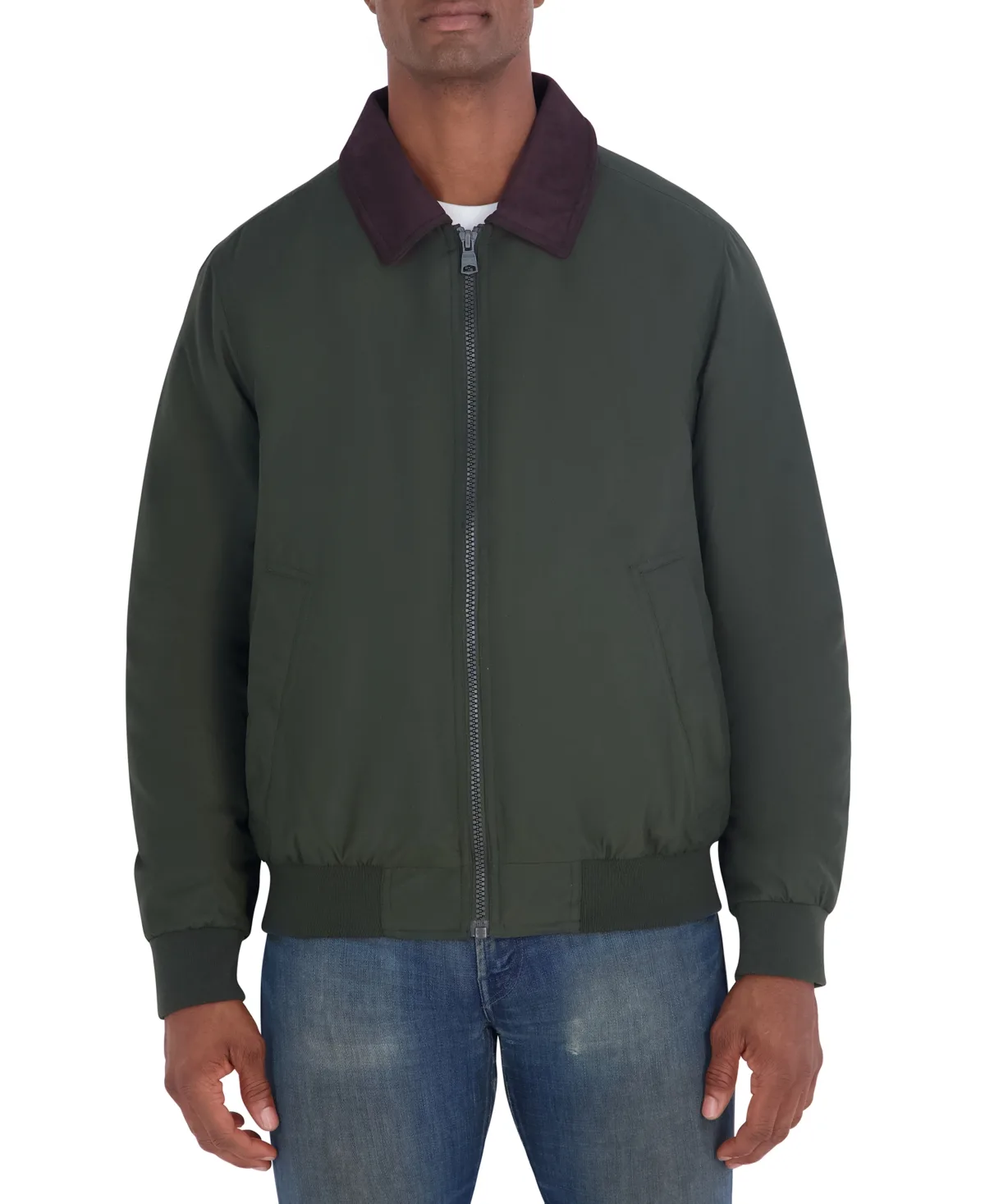 Bomber with Faux Suede Shirt Collar Regular-Fit Jacket by Nautica