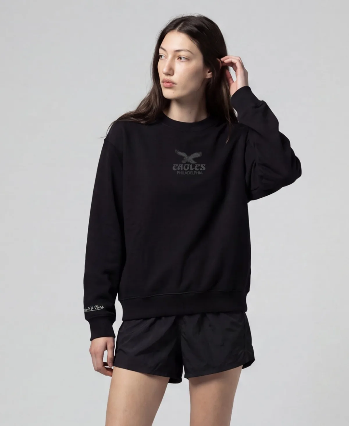 Philadelphia Eagles Core Essentials Fleece Graphic Crewneck Sweatshirt by Mitchell & Ness