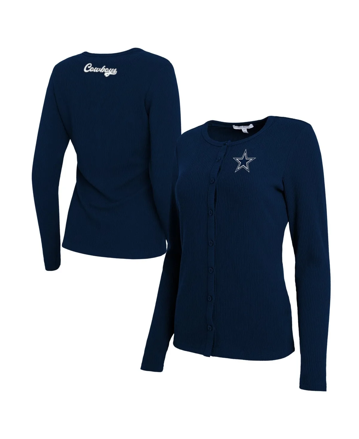 Dallas Cowboys Ribbed Crewneck Cardigan by Wear by Erin Andrews