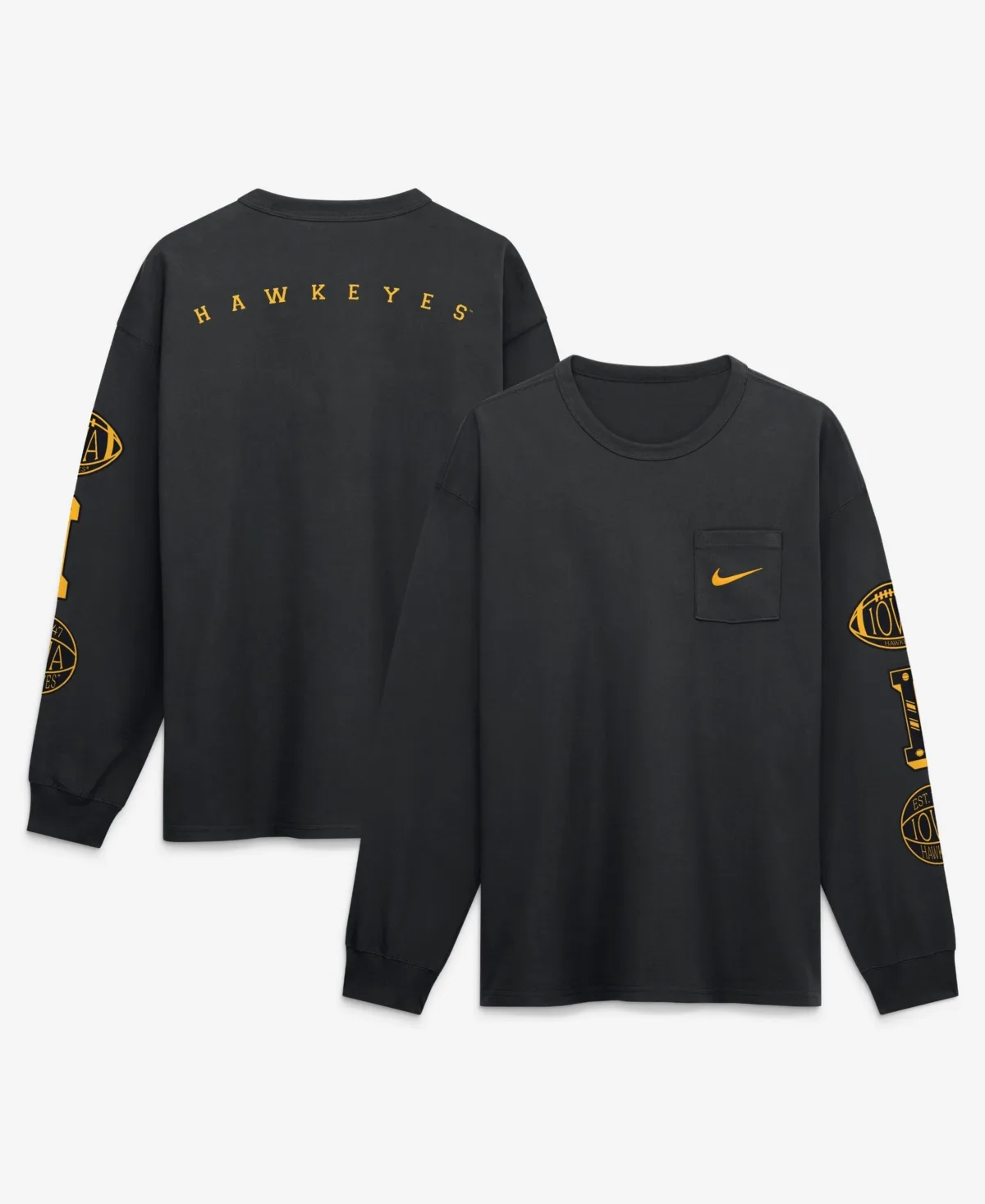 Iowa Hawkeyes Academic Long Sleeve Pocket T-Shirt by Nike