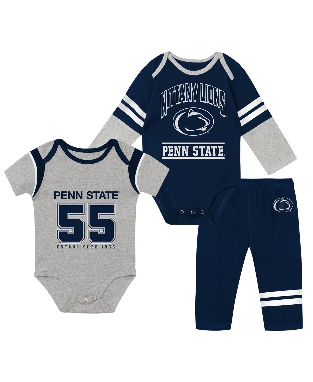Penn State Nittany Lions Double Up Bodysuits and Pants, 3-Piece Set by Outerstuff