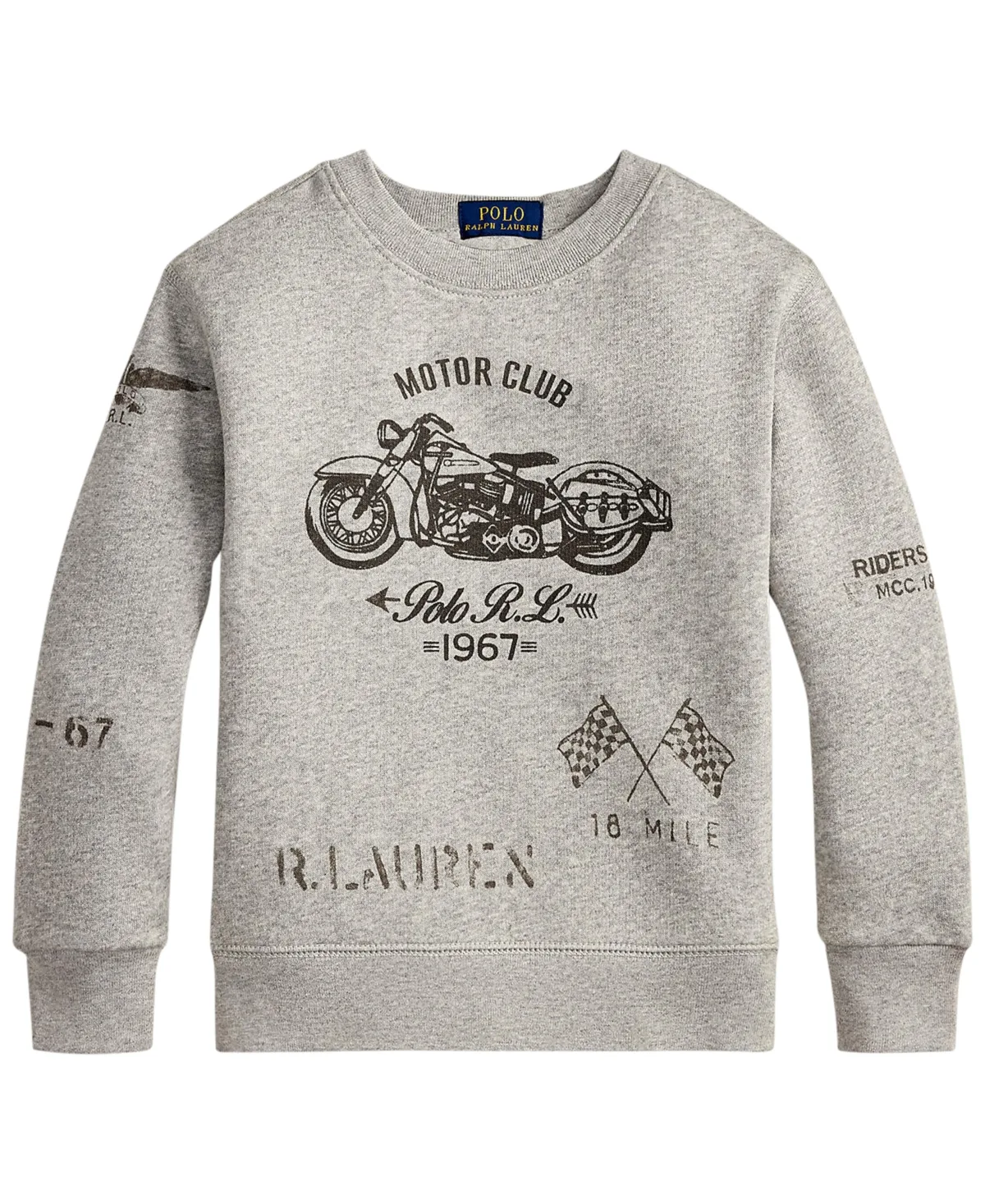 Motorcycle Print Fleece Crewneck Sweatshirt by Polo Ralph Lauren