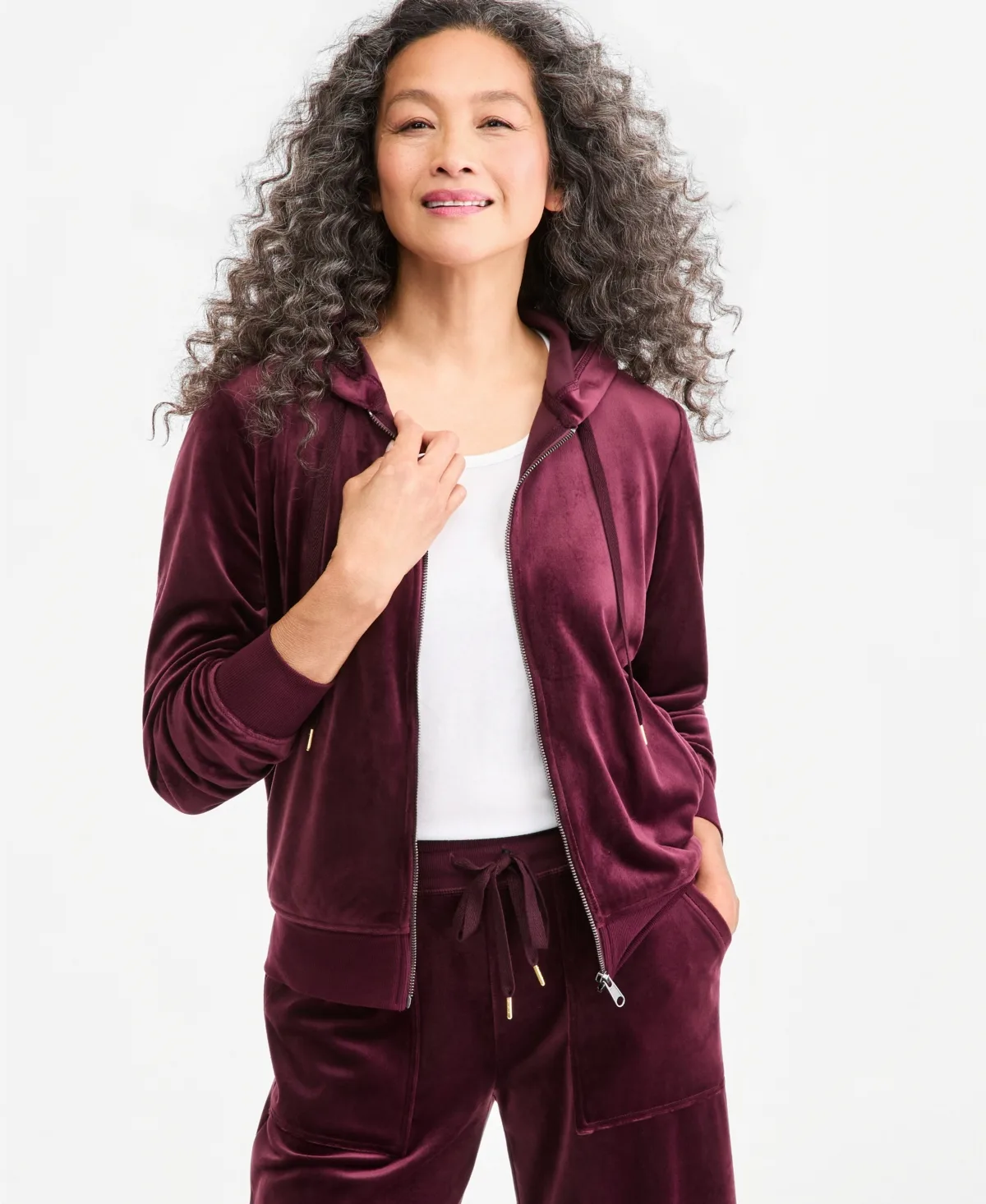 Velour Zip-Up Hoodie by Style & Co