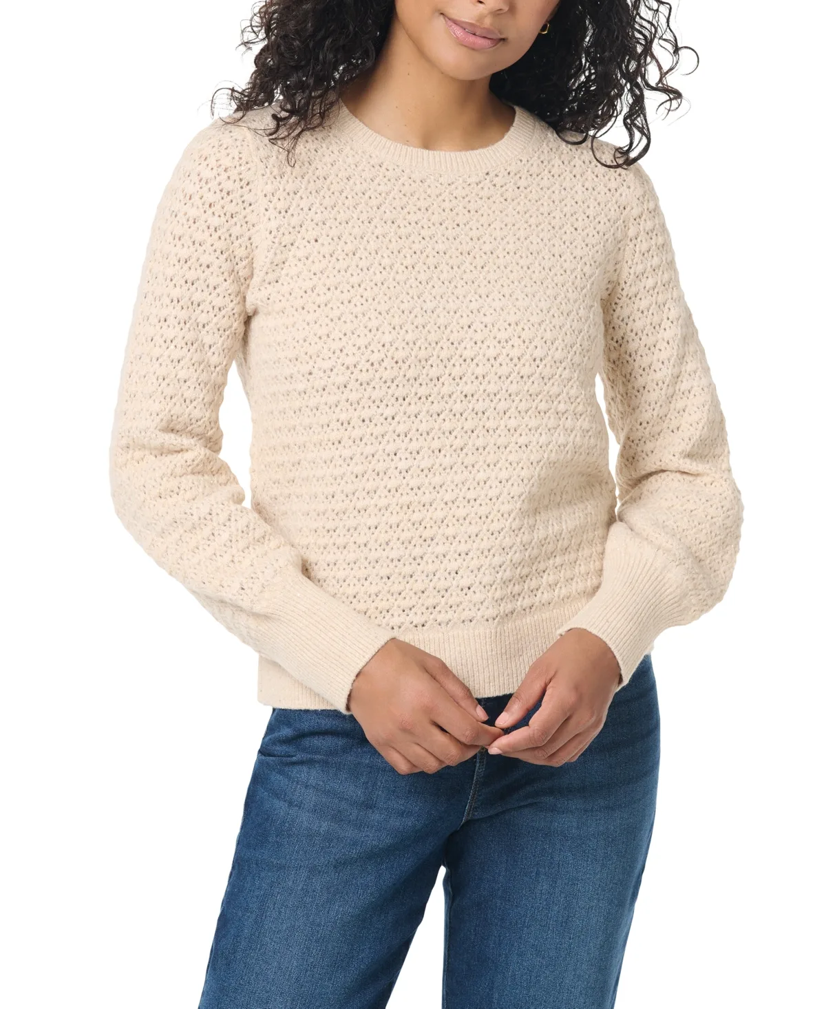 Darby Sequined Crewneck Long Blouson Sleeve Sweater by Gloria Vanderbilt