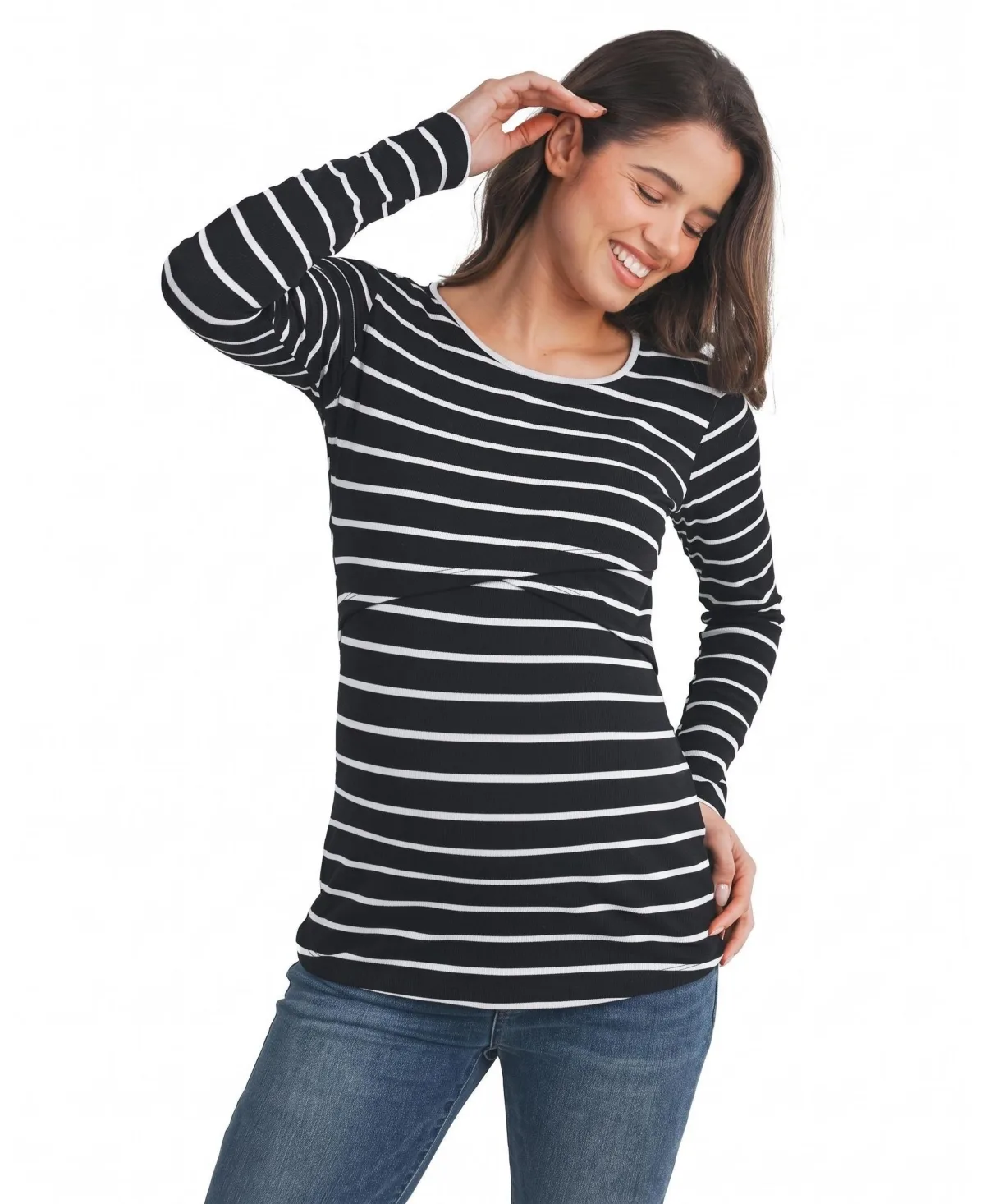 Maternity Striped Nursing Top by Hello Miz