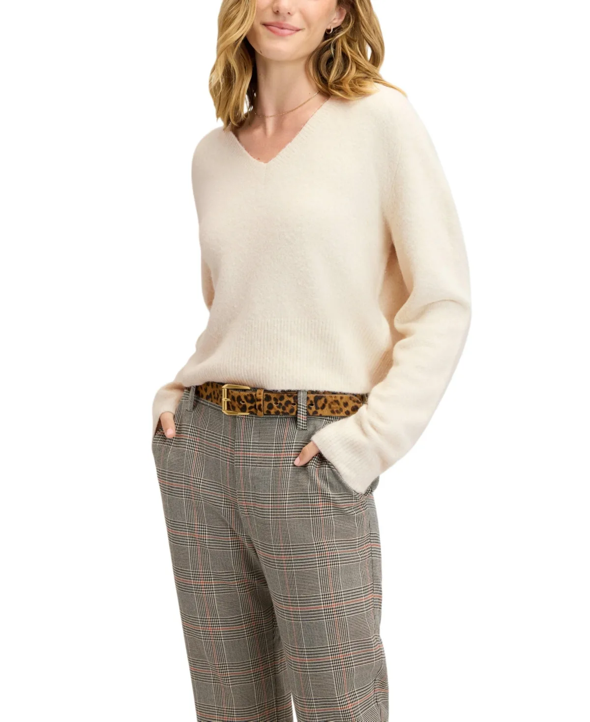 Ribbed Deep V-Neck Sweater by Sam Edelman