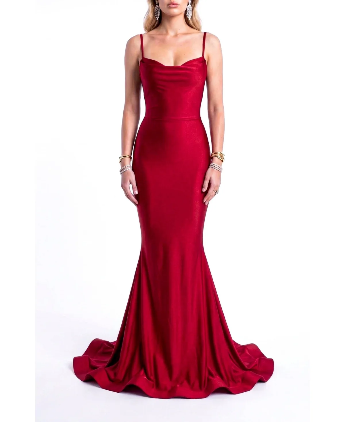 Mermaid Cowl Neck Open Back Gown by Jessica Angel