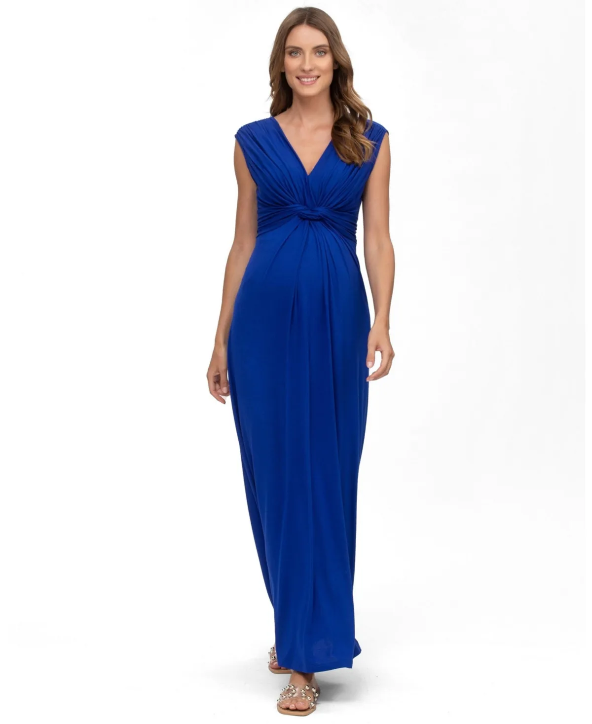 Sleeveless Knot Detail V-Neck Nursing Papaver Dress