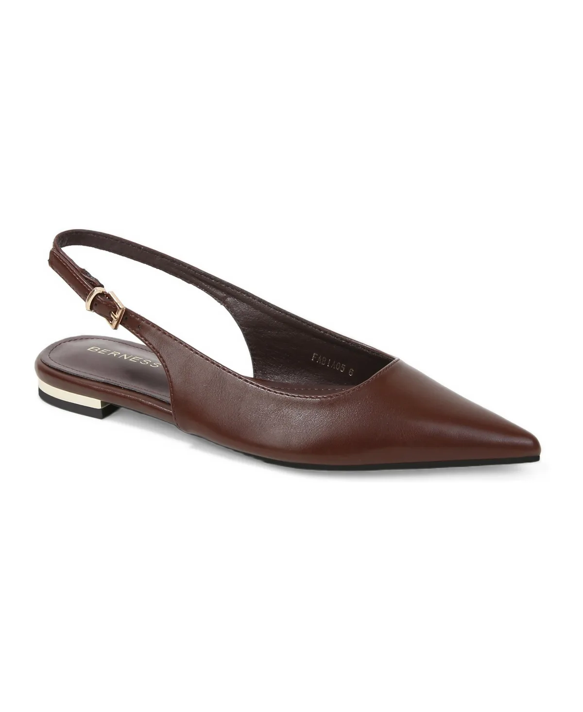 Fabia Gold-Tone Heel Pointed Toe Slingback Flats by Berness