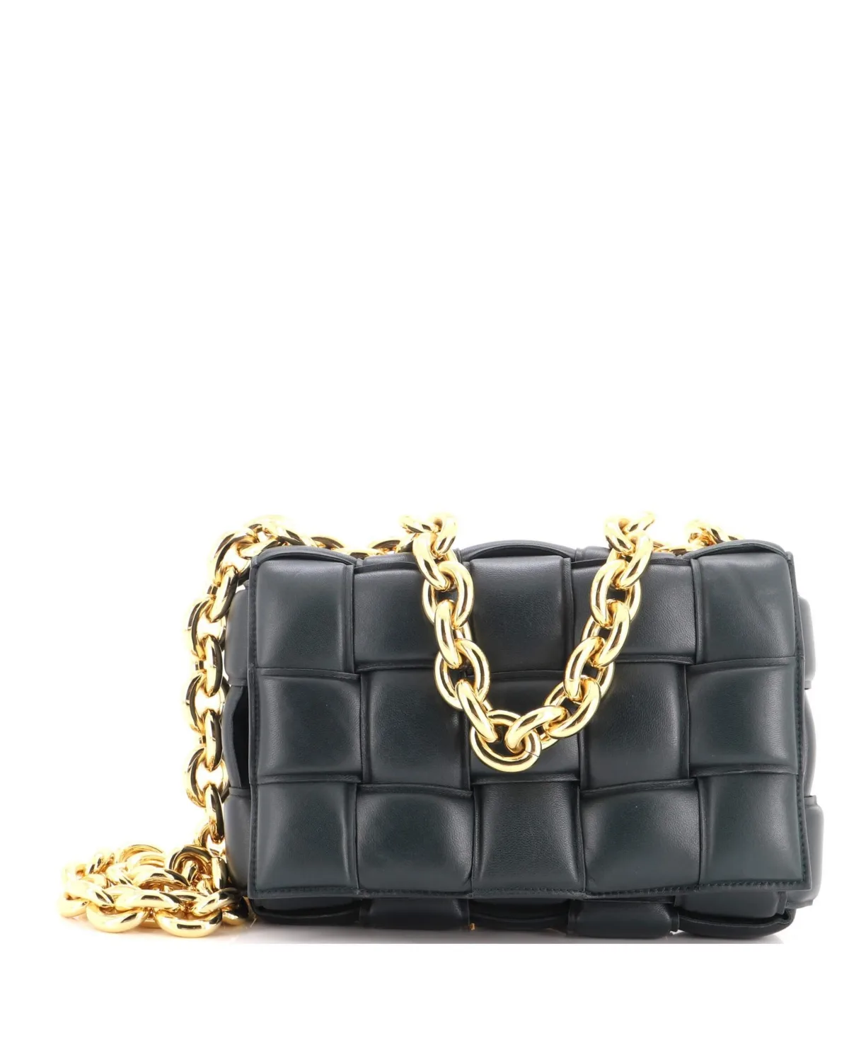 Pre-Owned Bottega Veneta Cassette Chain Crossbody Bag Padded Maxi Intrecciato Leather by Bottega Veneta