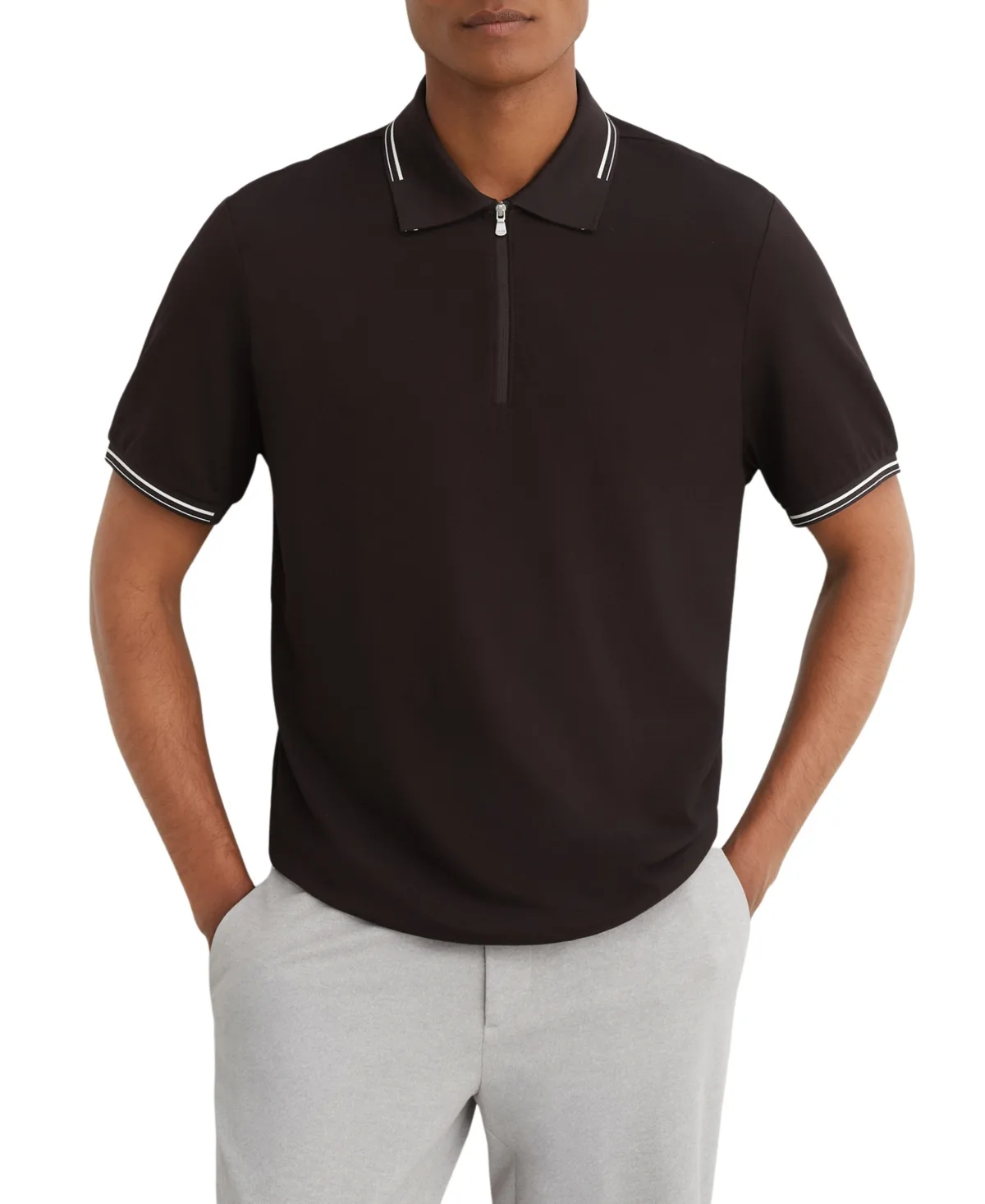 R-Flex Vale Half-Zip Short-Sleeve Polo Shirt by Reiss