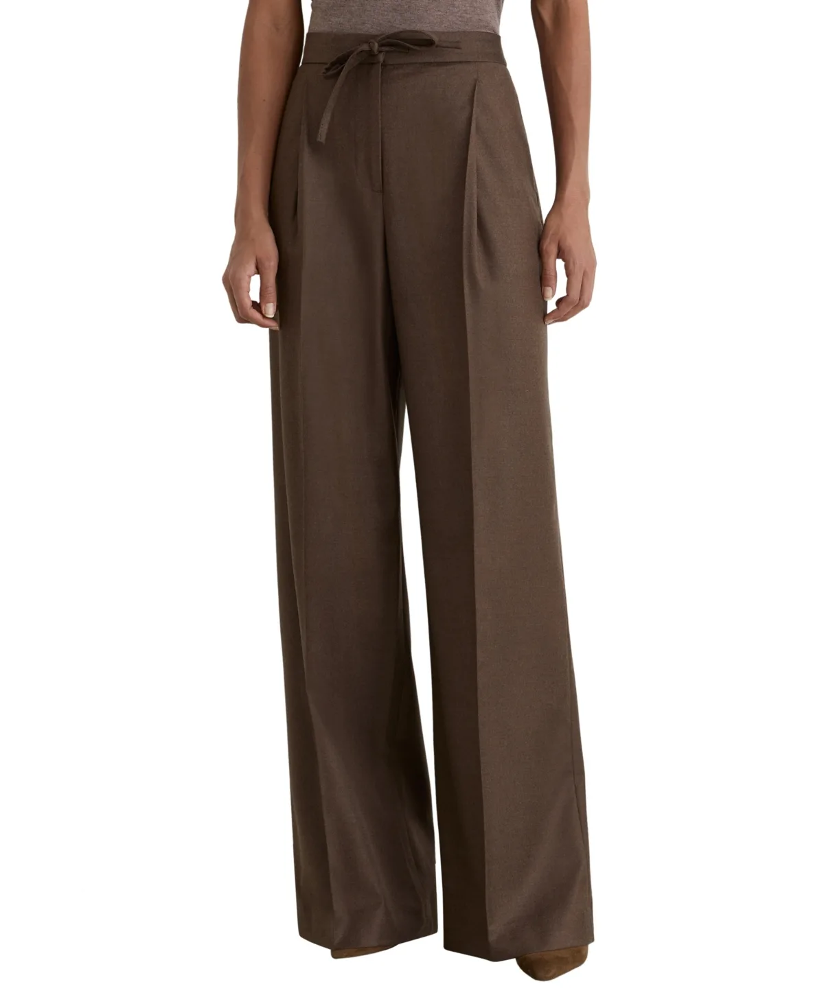 Derby Wool-Blend Wide-Leg Drawstring Trousers by Reiss