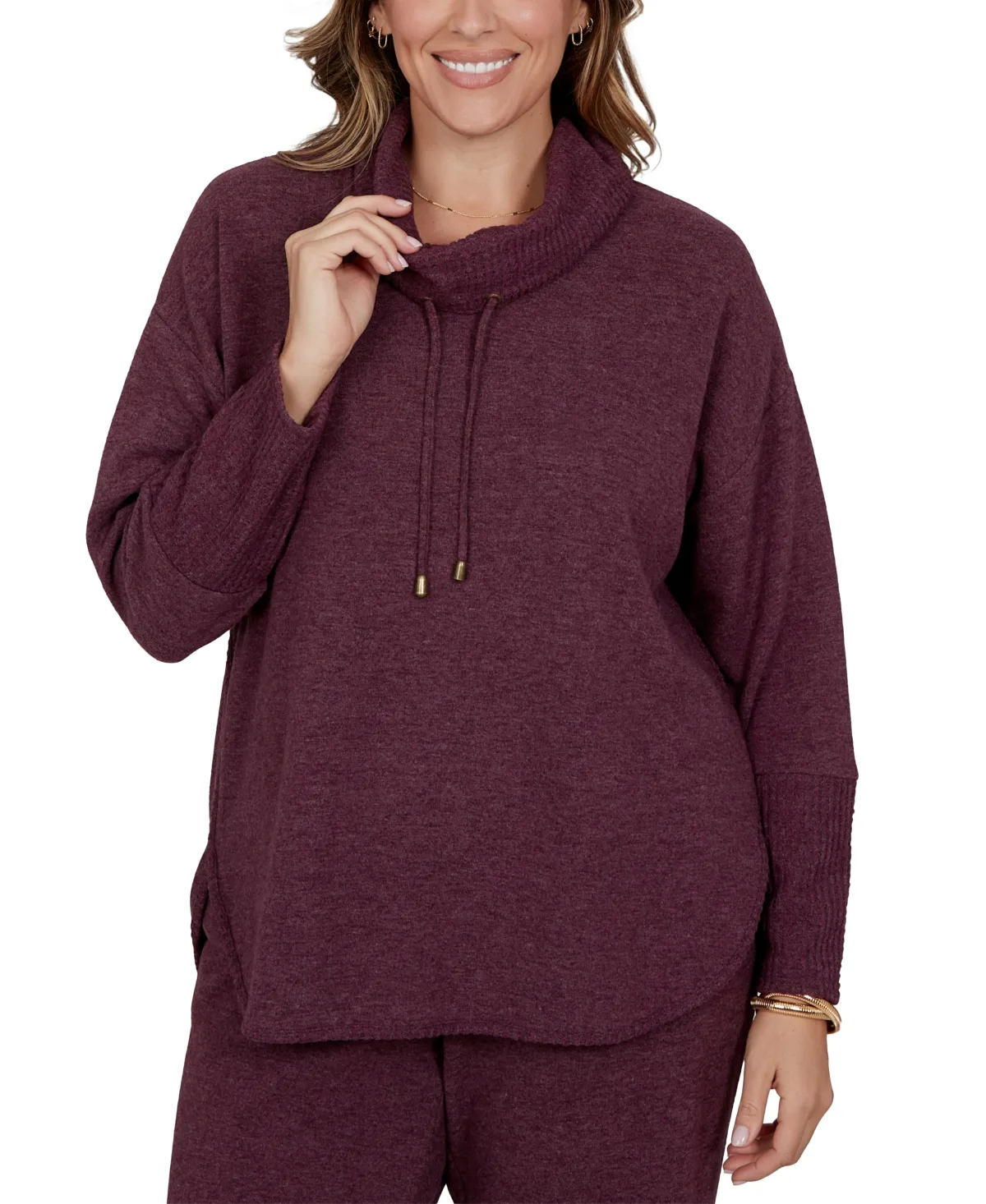 Cowl-Neck Long-Sleeve Oversized Top by Ruby Rd