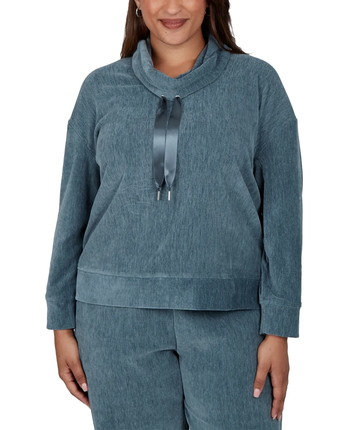 Cowl Neck Ribbed-Knit Long-Sleeve Pullover by Ruby Rd
