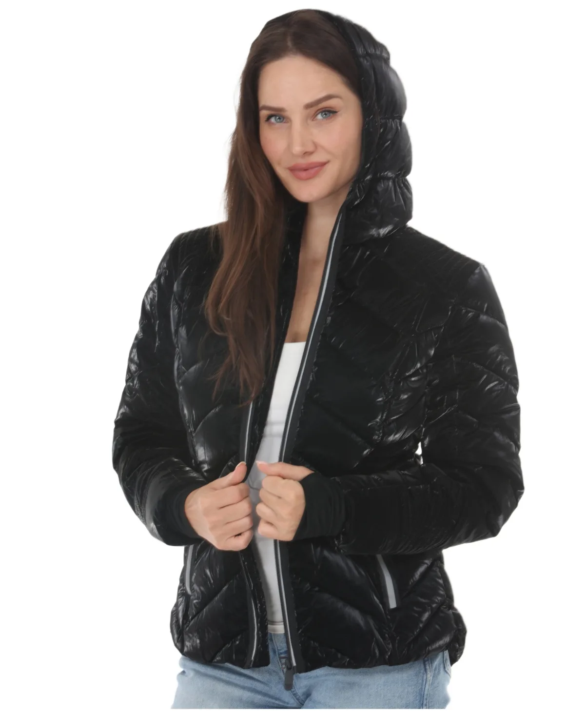 Hooded Quilted Puffer Jacket by White Mark