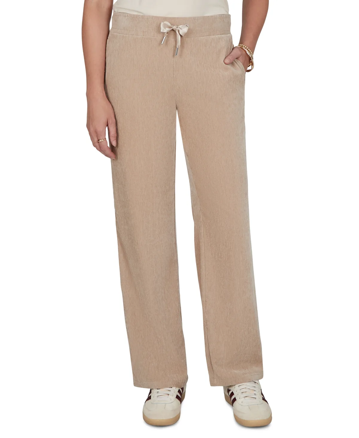 Corduroy Wide-Leg Drawstring Pants by Ruby Rd
