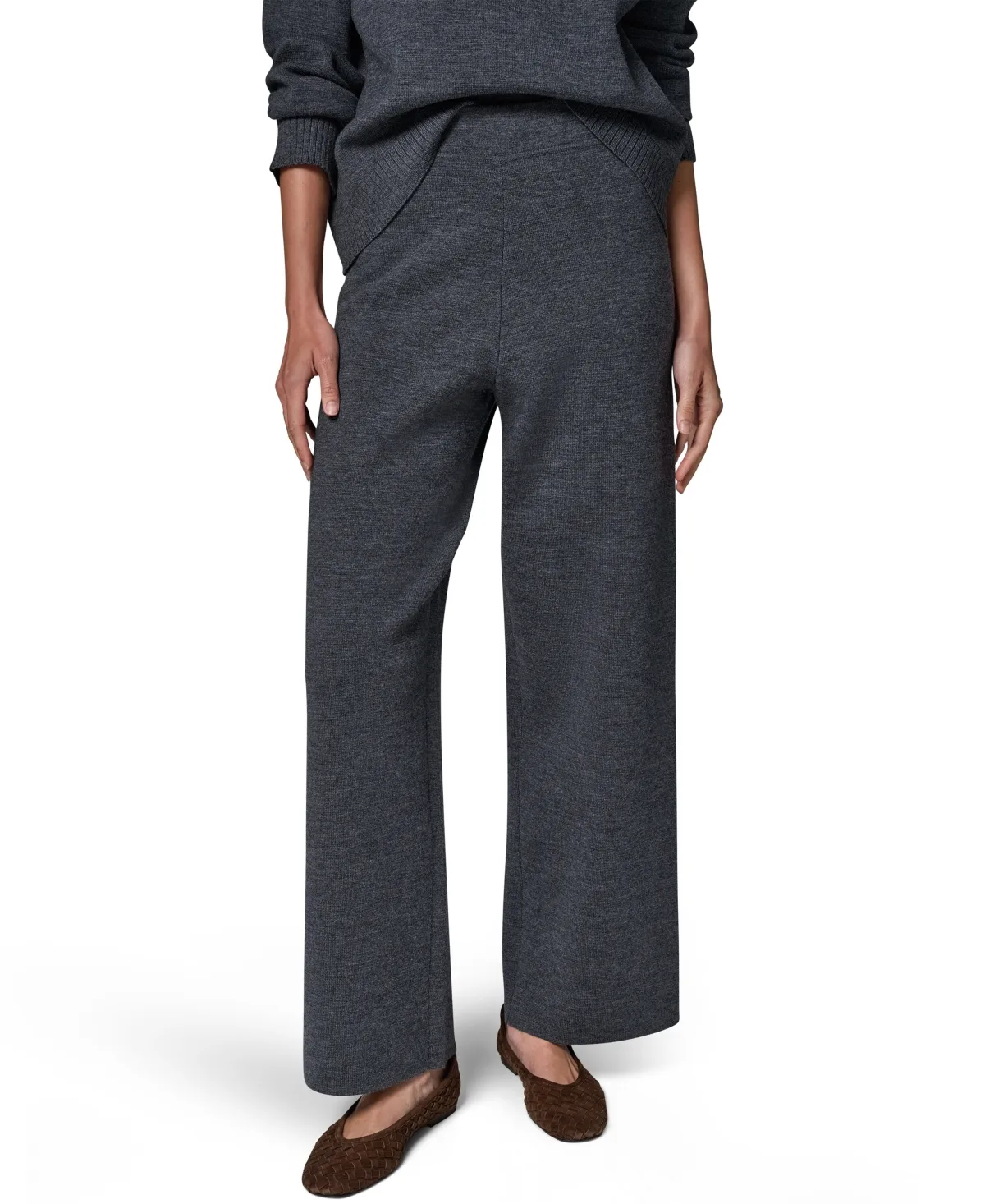 Weekend Pull-On Straight High-Waisted Wool-Blend Pants by Donna Karan Weekend