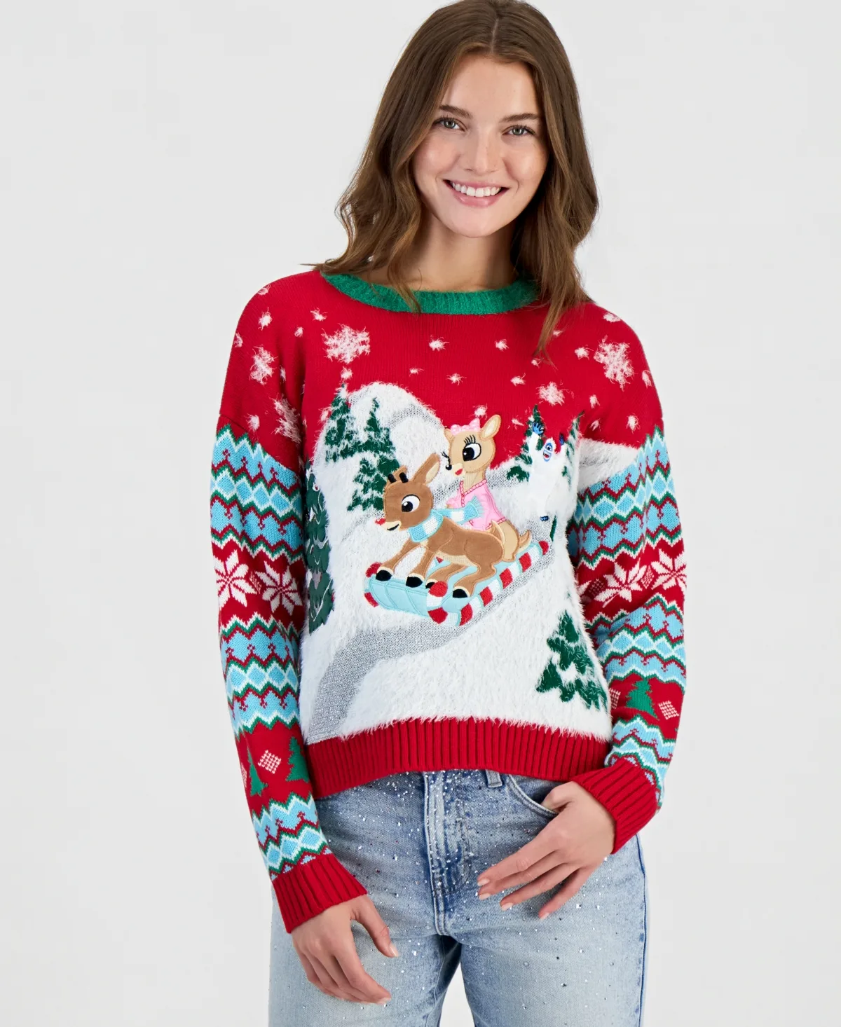 Rudolph & Clarice Holiday Christmas Sweater by Hooked Up by Iot