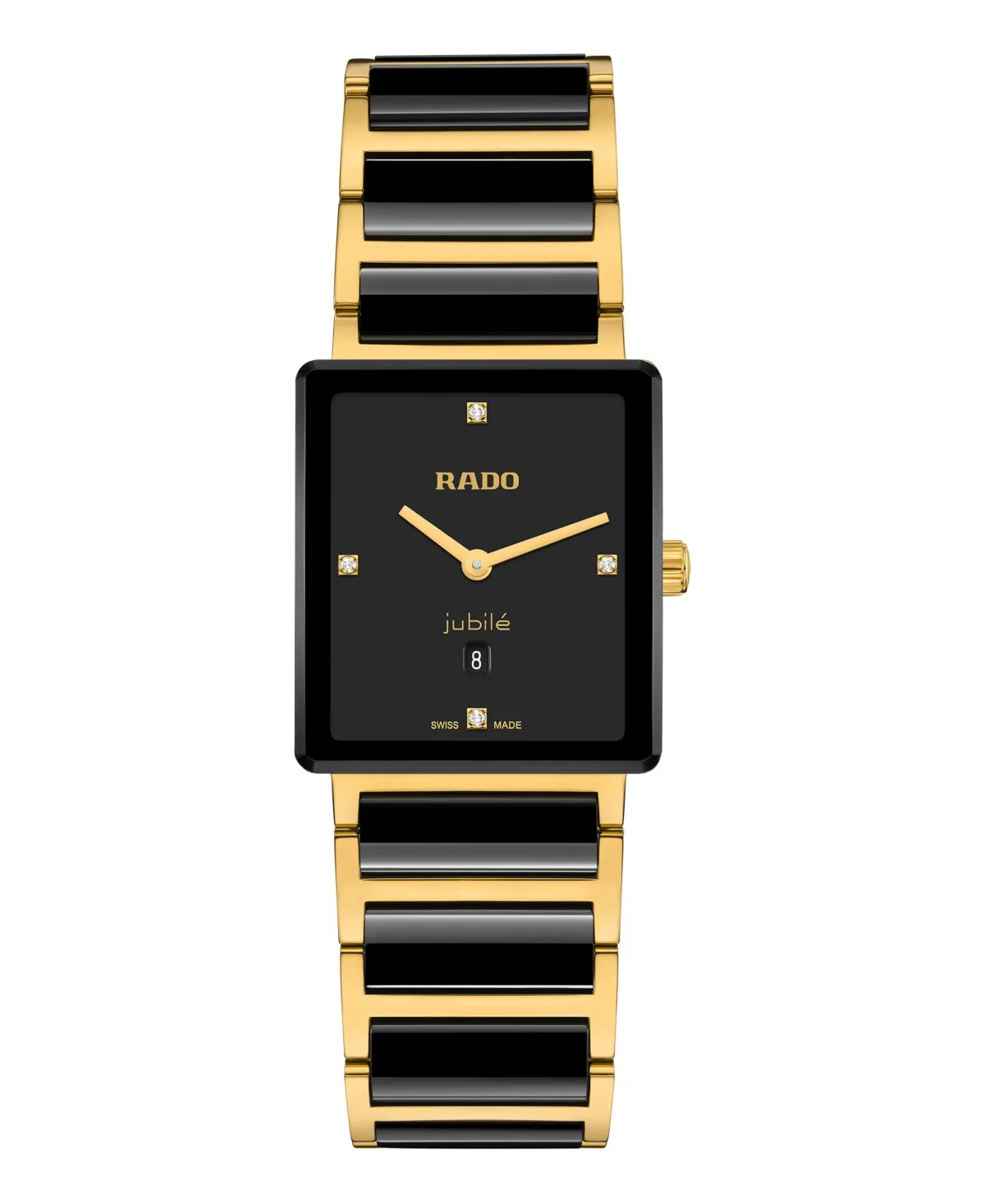 Quartz Integral Diamonds Black and Gold-Tone Ceramic Bracelet Watch 28mm by Rado
