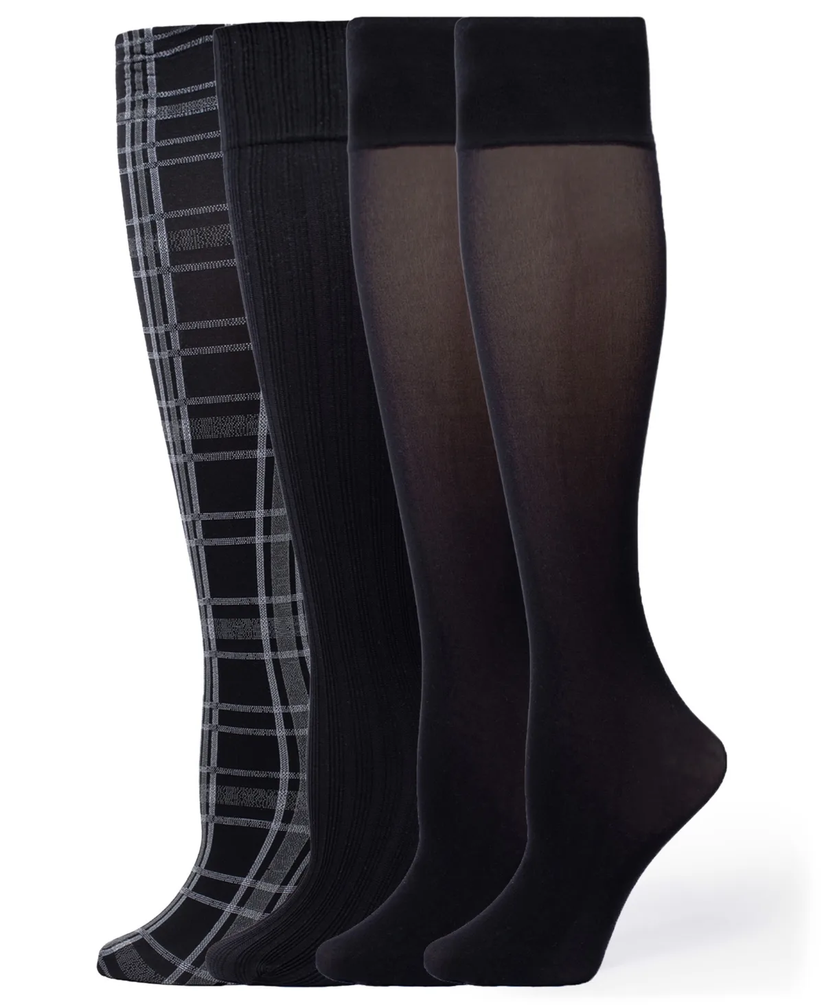 Sheer Ribbed Knee-High Socks, 4-Pack by HUE