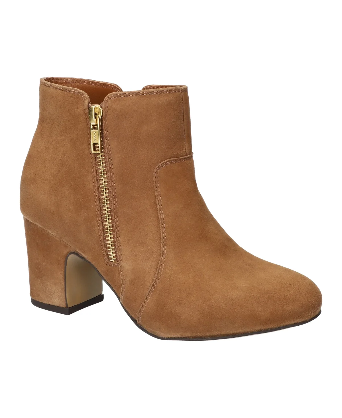 Port Round Toe Ankle Boots - Cognac Suede Leather by Bella Vita