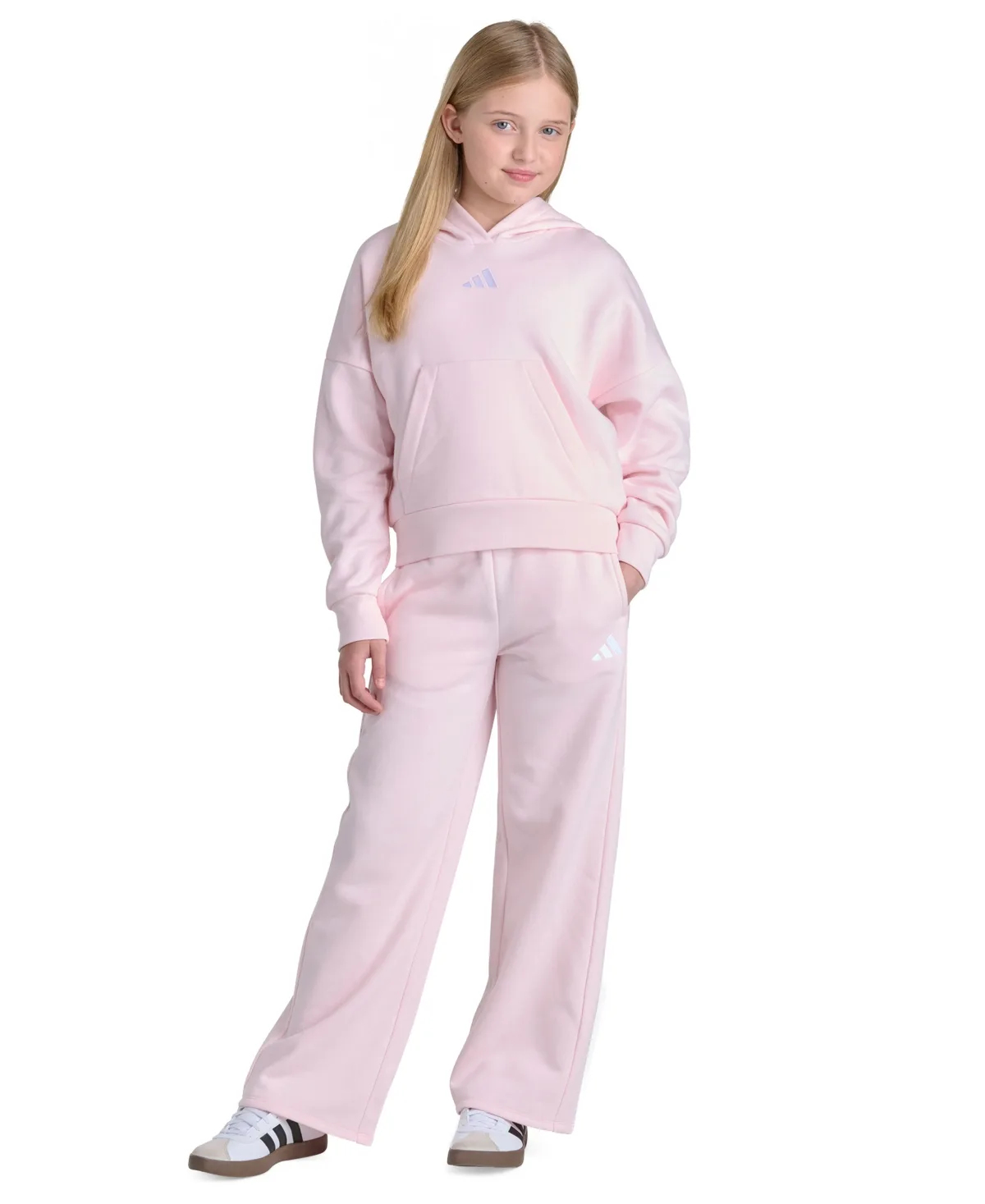 Hooded Fleece Pullover Hoodie and Wide-Leg Pants, 2-Piece Set by adidas