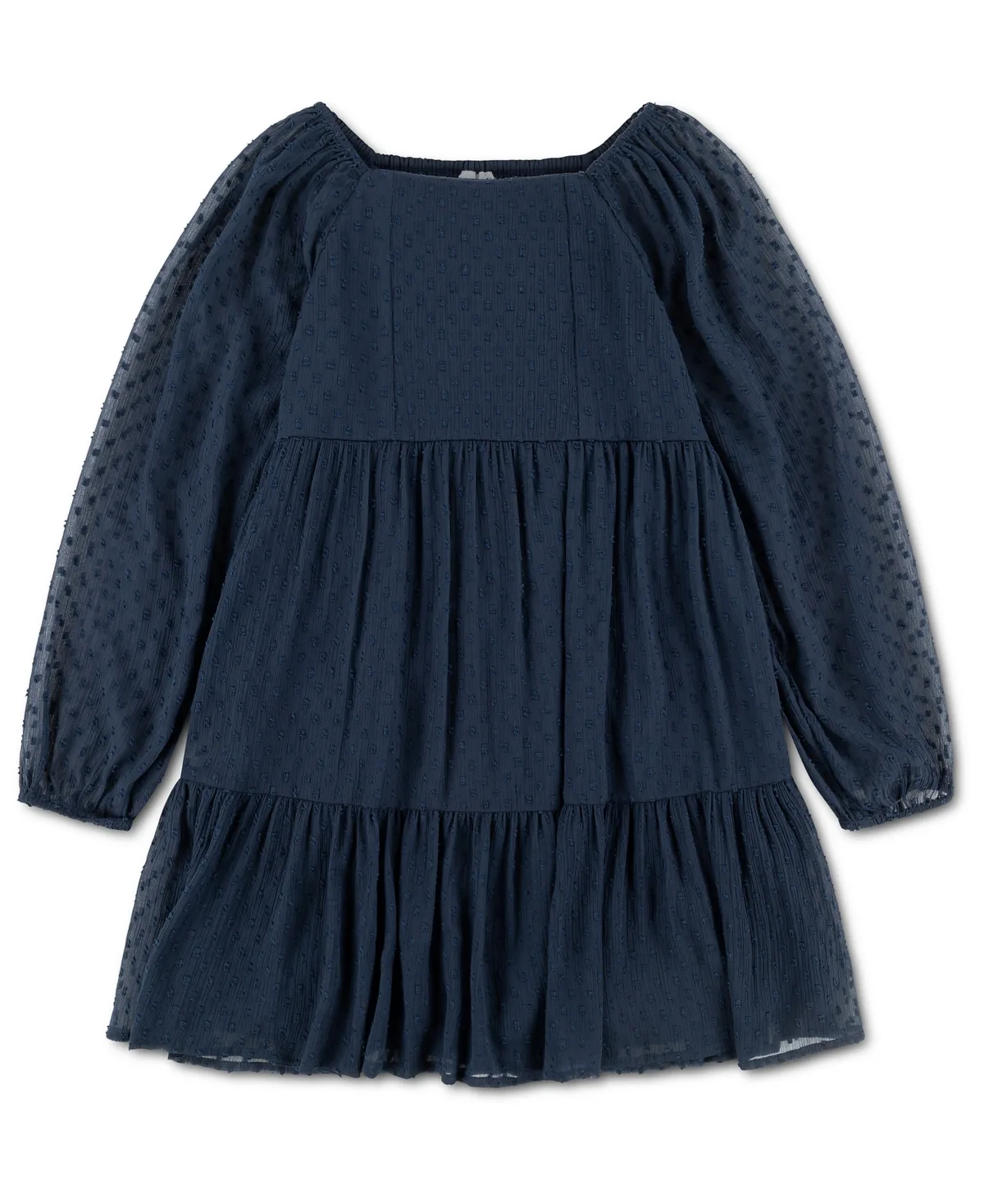 Long-Sleeve Square-Neckline Tiered Babydoll Mini Dress by Abercrombie Kids