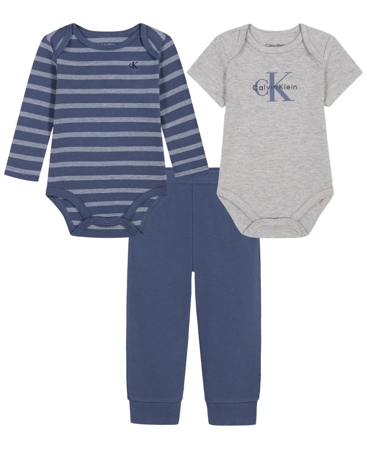 Cotton-Blend Knit Bodysuits and Jogger Pants, 3-Piece Set by Calvin Klein