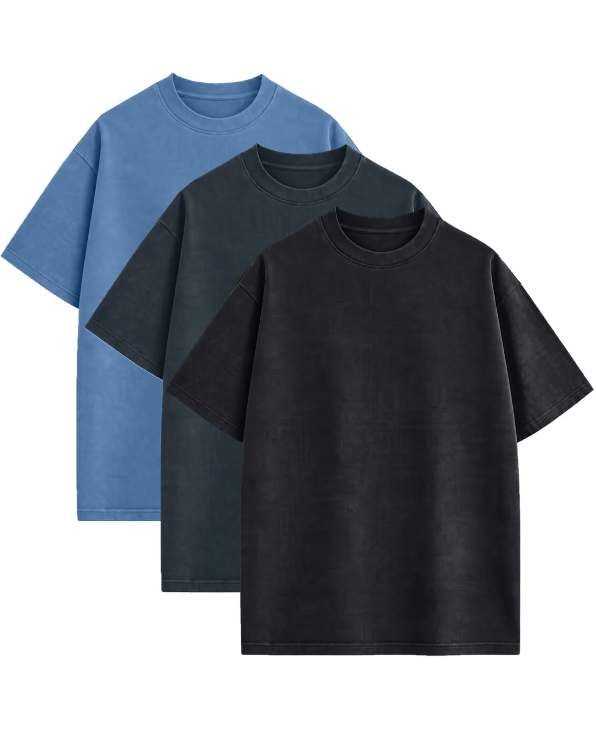 Drop-Shoulder Micro Waffle-Knit Short-Sleeve Crewneck T-Shirt, 3-Pack by Blu Rock