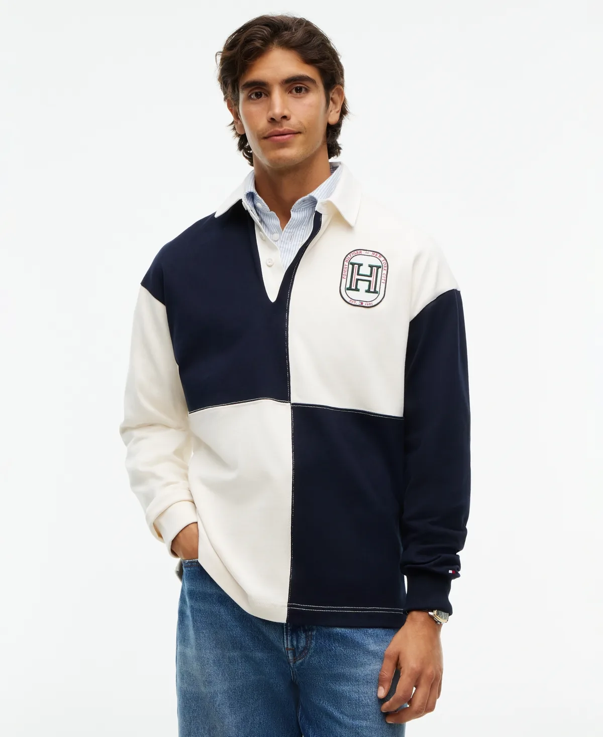 Varsity Fashion Rugby Colorblock Long-Sleeve Polo Shirt by Tommy Hilfiger
