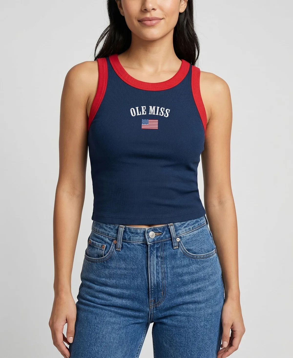 Ole Miss Rebels Americana Wordmark Ribbed Tank Top by Uscape Apparel
