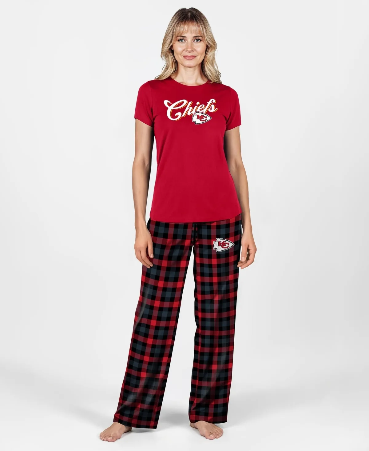 Kansas City Chiefs Highland Plaid Short-Sleeve T-Shirt and Pajama Pants, 2-Piece Set by Concepts Sport
