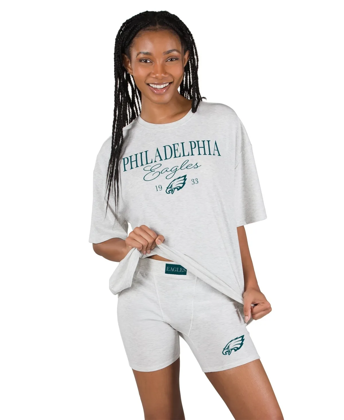 Philadelphia Eagles Oversized Crew Neck Short-Sleeve T-Shirt and Briefs, 2-Piece Set by Concepts Sport