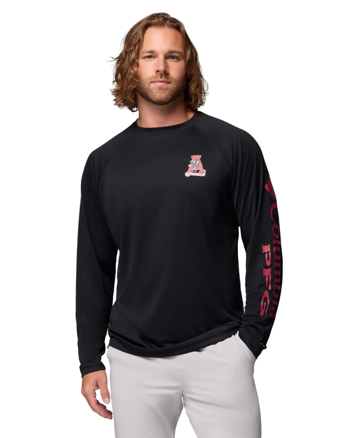 Alabama Crimson Tide Terminal Tackle Omni-Shade Raglan Long Sleeve T-Shirt by Columbia