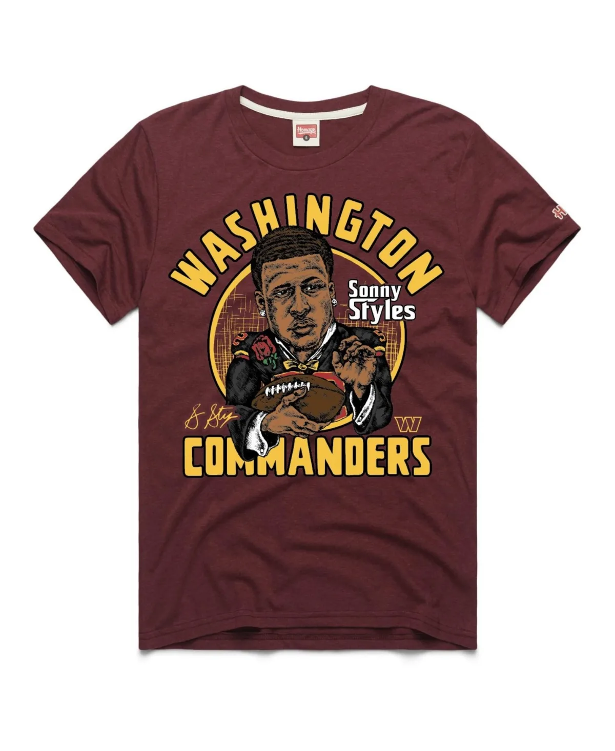 Washington Commanders Sonny Styles Tri-Blend Caricature Player Graphic T-Shirt by Homage