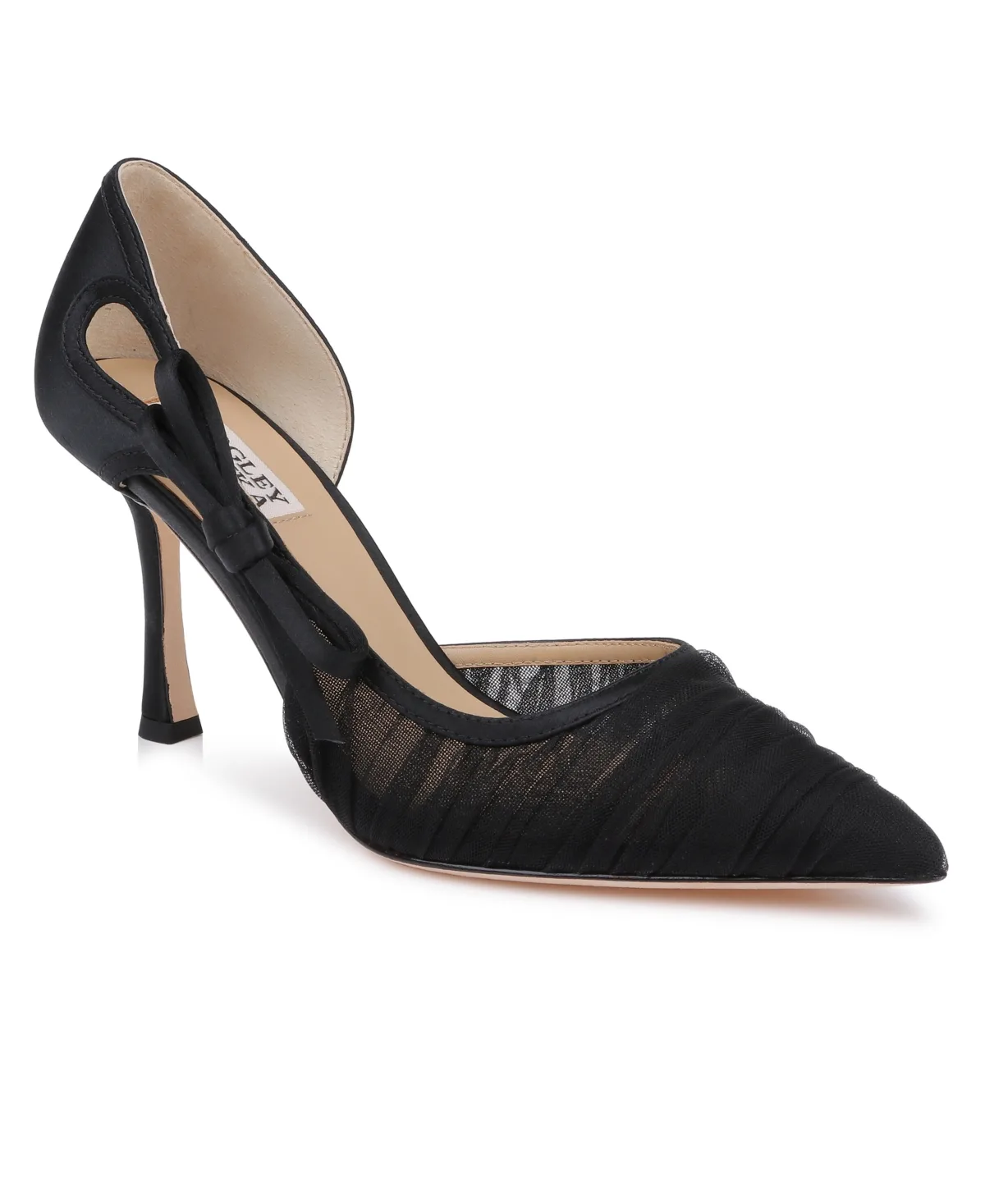 Rayna Pointed Toe Bridal Mesh-Embellished Pumps by Badgley Mischka
